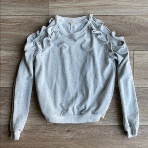 Ruffled Cold Shoulder Sweater